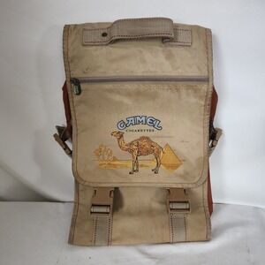 Vintage Camel Cigarette Backpack Nylon Brown Beige Zipper Compartment